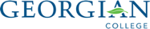the words Georgian college in blue text with a green leaf