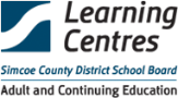 Learning Centres Simcoe County District School Board Adult Continuing education with a blue square to the left