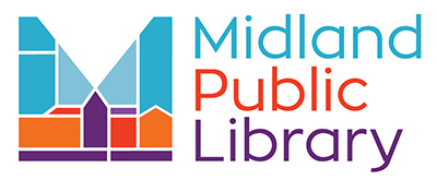 Midland Public Library with a colourful M to the left