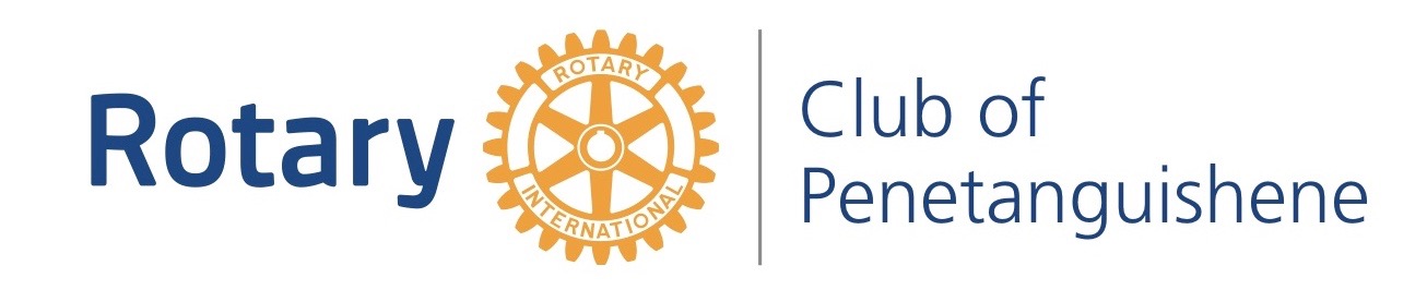 Rotary Club of Penetanguishene with a yellow cog to the right with Rotary International on it