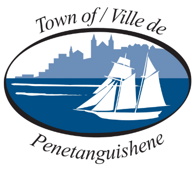 The words Town of / ville de Penetanguishene with a sailboat